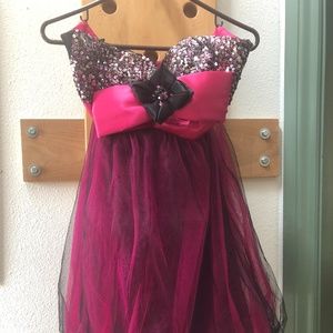 Pink Sequin Cinderella Formal Dress